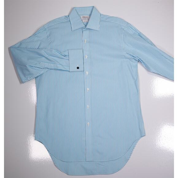 TM Lewin Aqua White Striped Regular Fit Dress Shirt (39) 15.5-34/35 - Picture 2 of 6
